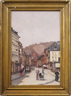 Antique French Impressionist Paris School Giltwood Framed Street Scene Painting