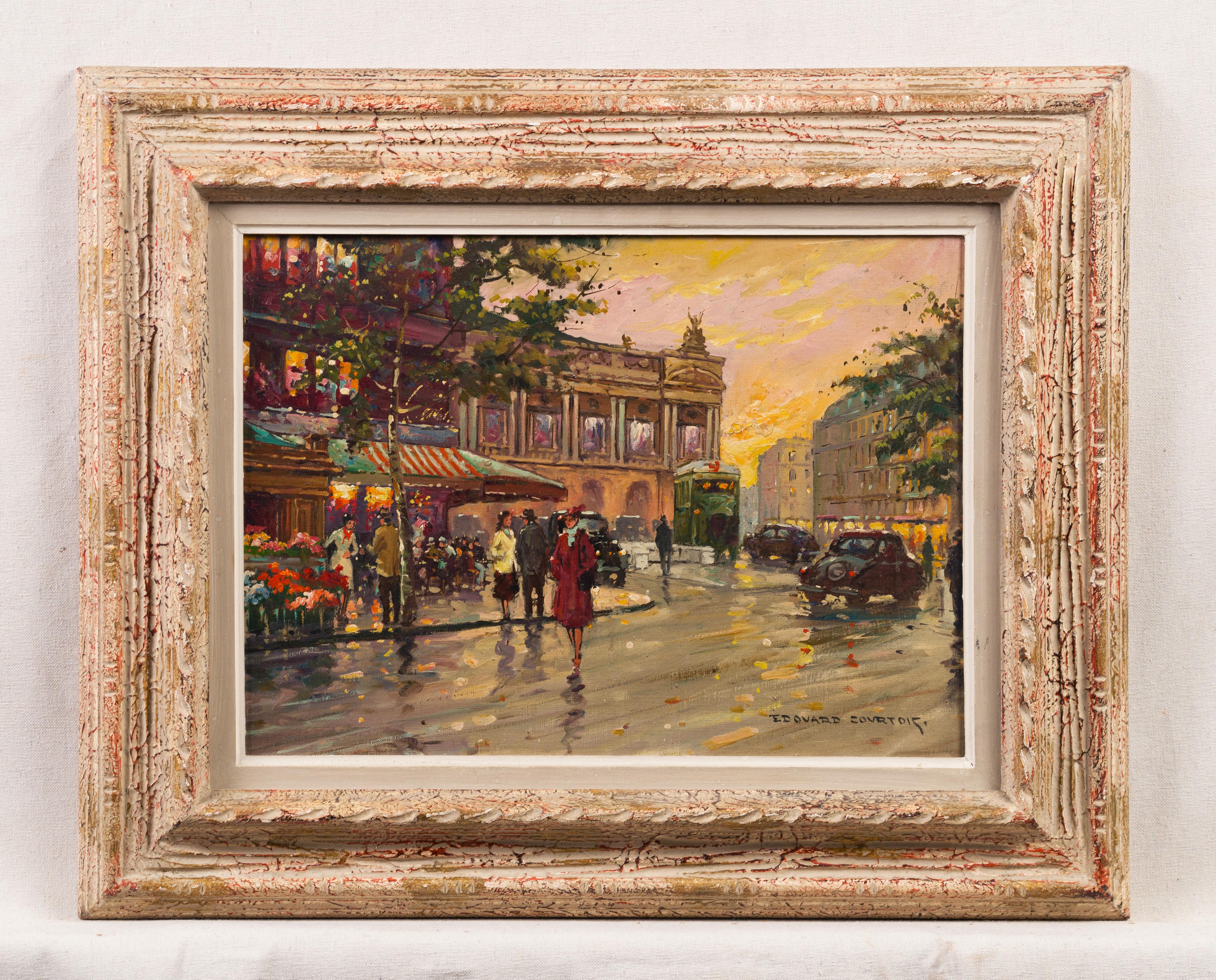 Antique French Impressionist Street Scene Nicely Framed Signed Oil Painting 1