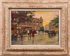 Antique French Impressionist Street Scene Nicely Framed Signed Oil Painting