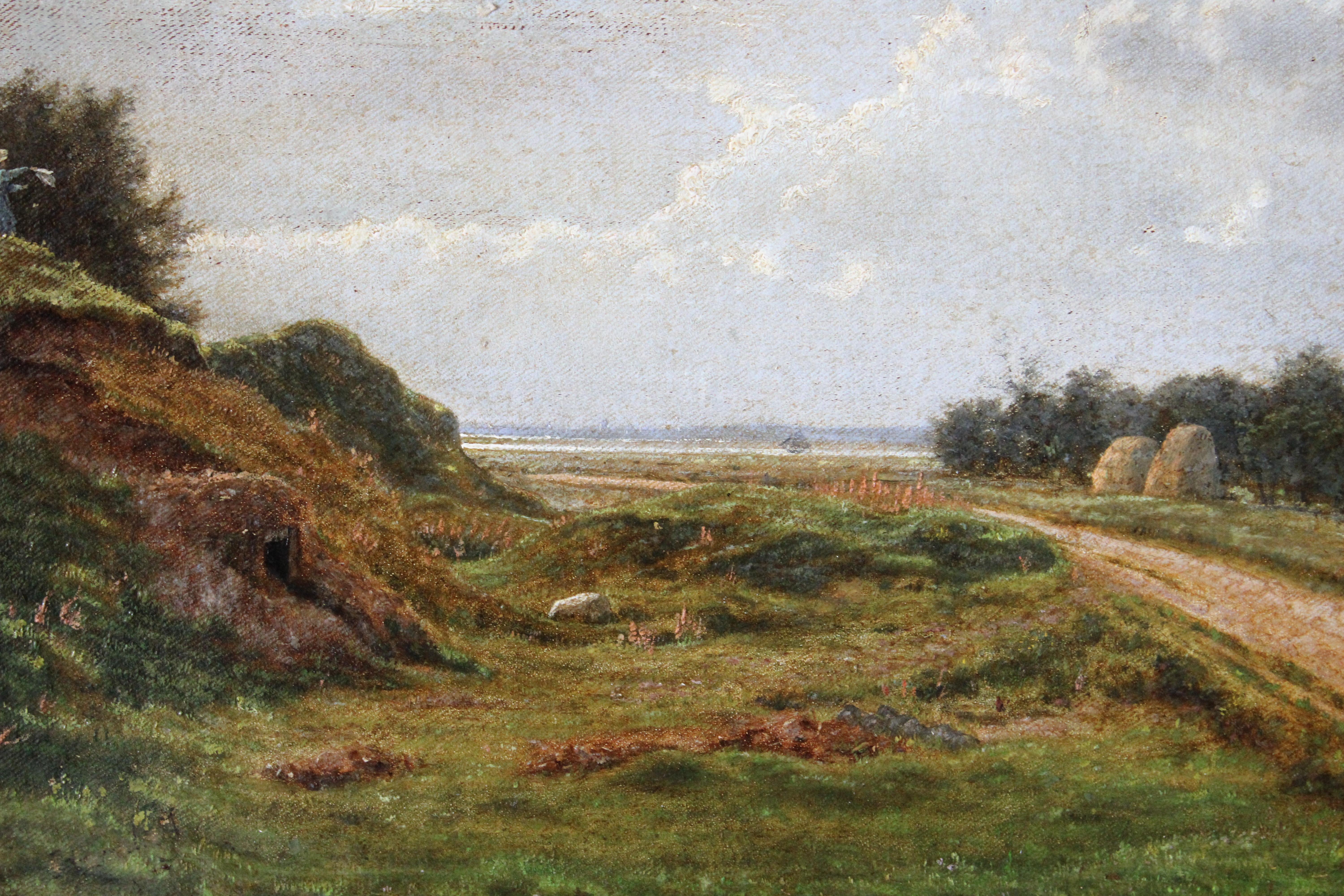 Antique French Landscape Oil Painting (peinture à l'huile) - Marron Landscape Painting par Unknown