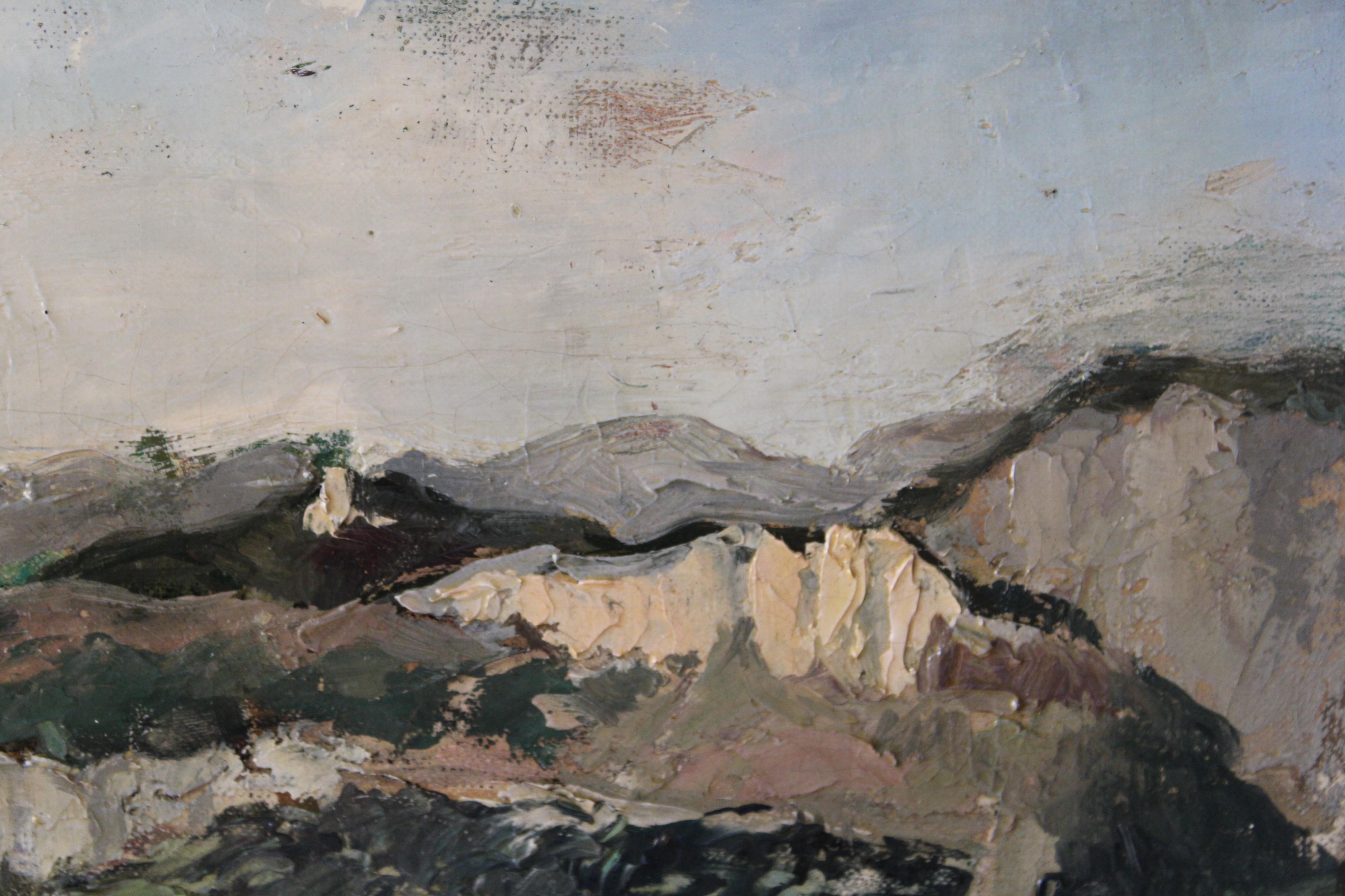 Antique French Landscape/riverscape, firmato paesaggio post-impressionista 3