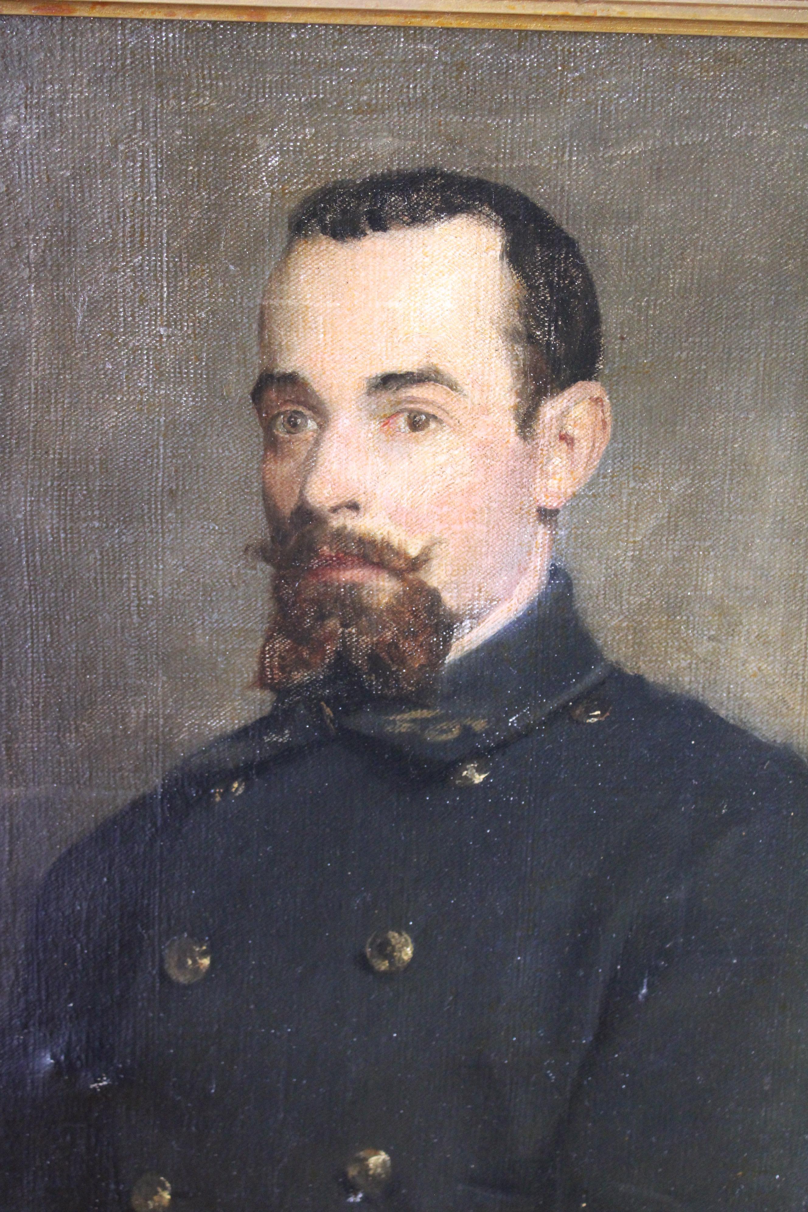 Antique French Man Porträt Ölgemälde männlich mit einem Bart und Schnurrbart – Painting von Unknown