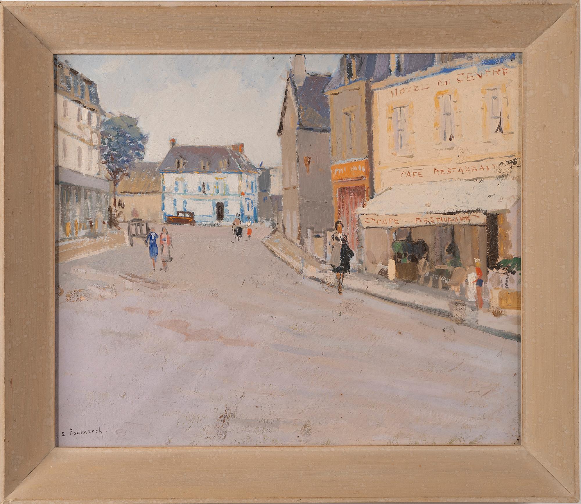 Antique French Modern Paris School Street Scene Original Gouache Painting 