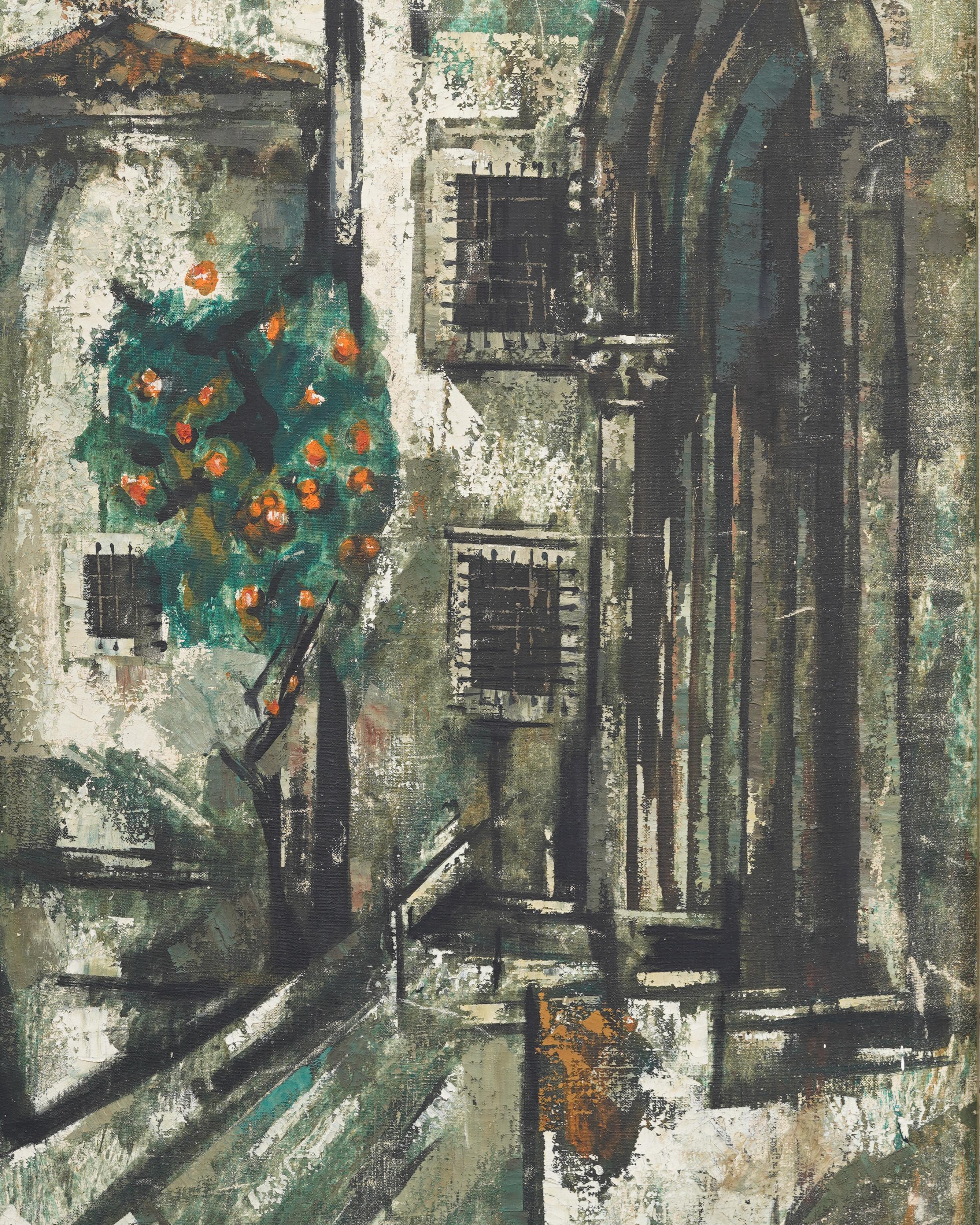 Antique French modernist Paris cityscape street scene pintura al óleo. Óleo sobre lienzo. Enmarcado. Firmado. Mide 27 por 40 pulgadas en total y 26 por 39  pintar solo. En excelente estado original. Bellamente enmarcado en una moldura de madera