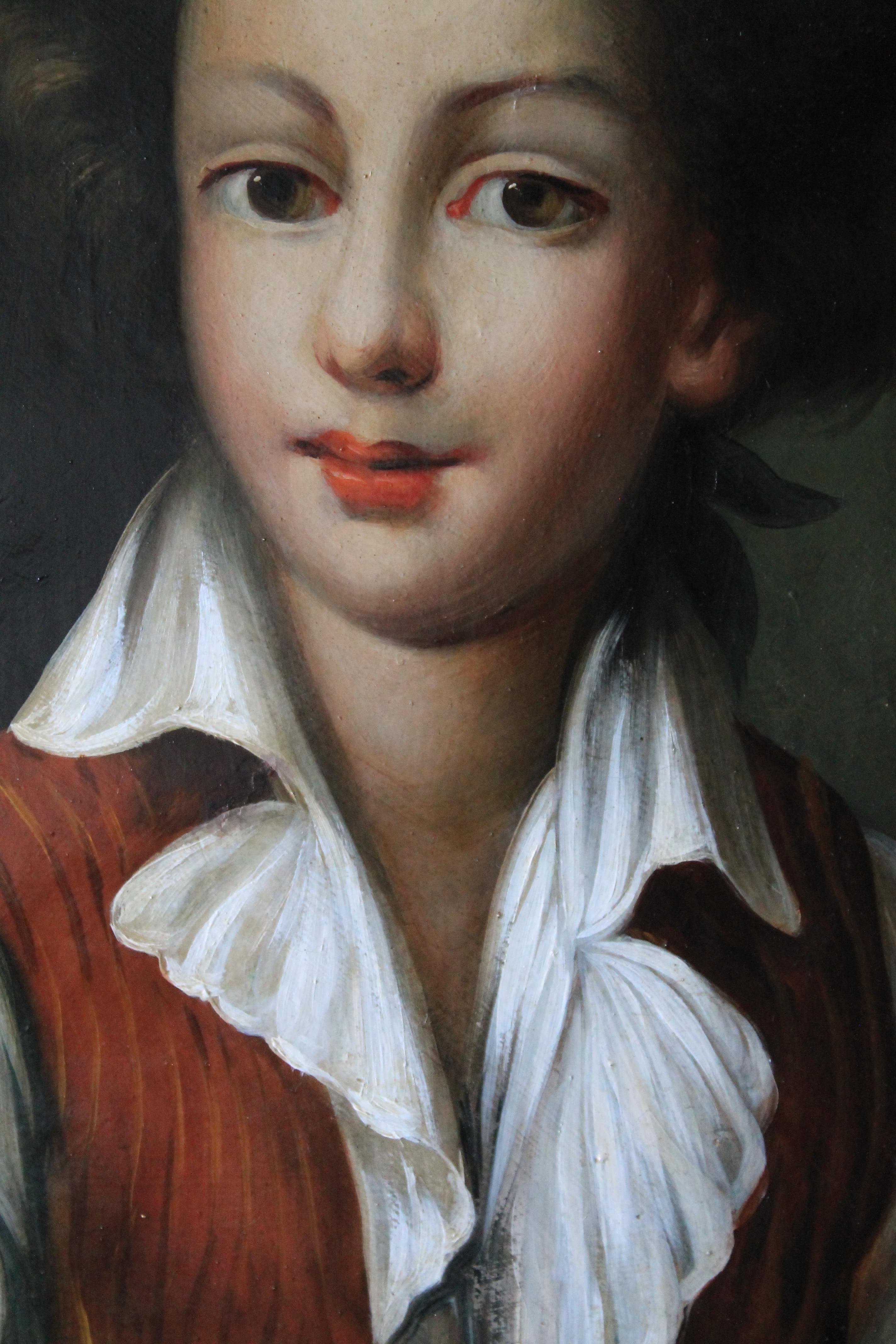 Antique French Oil Portrait of a young man 3