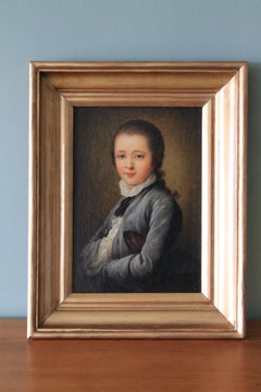 Antique French oil portrait of a young man, late 18th Century male portrait