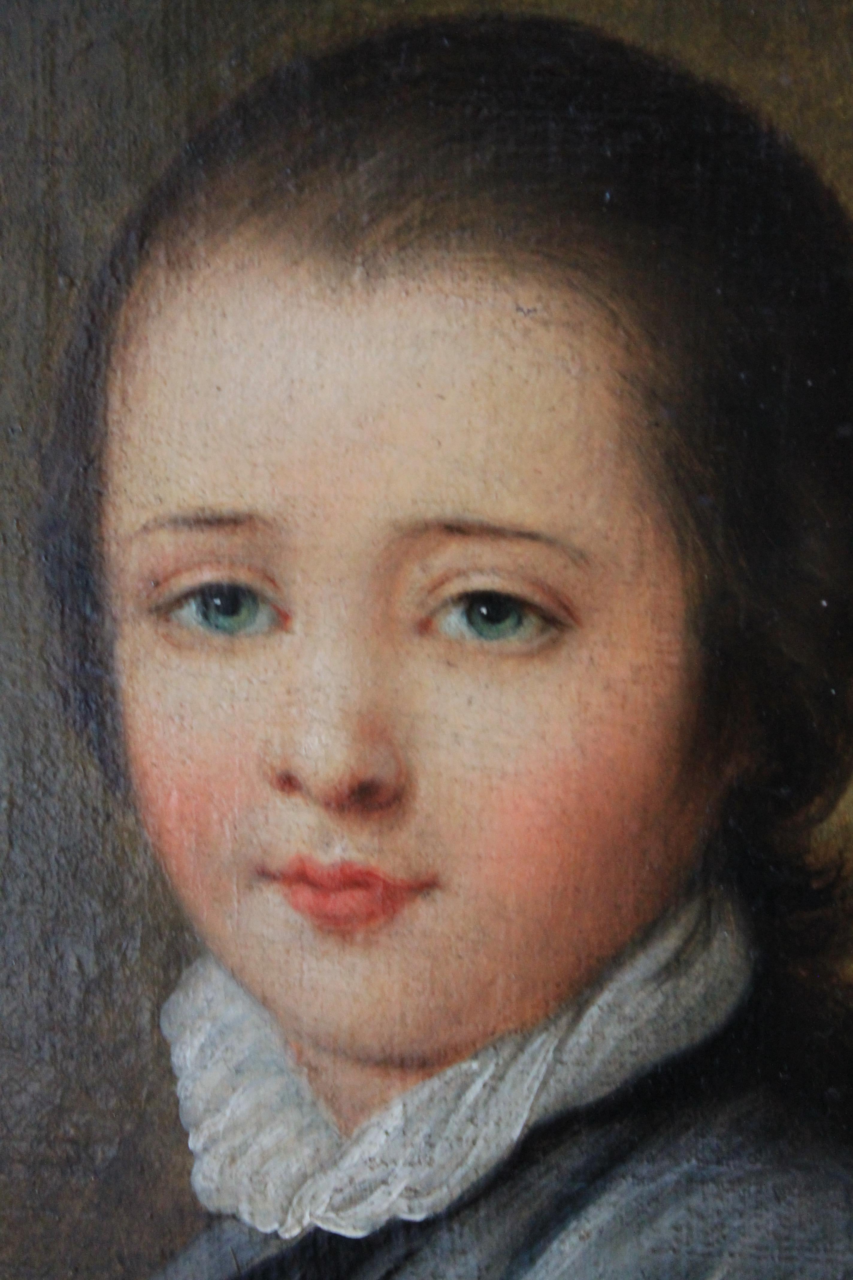 Antique French oil portrait of a young man, late 18th Century male portrait - French School Painting by Unknown