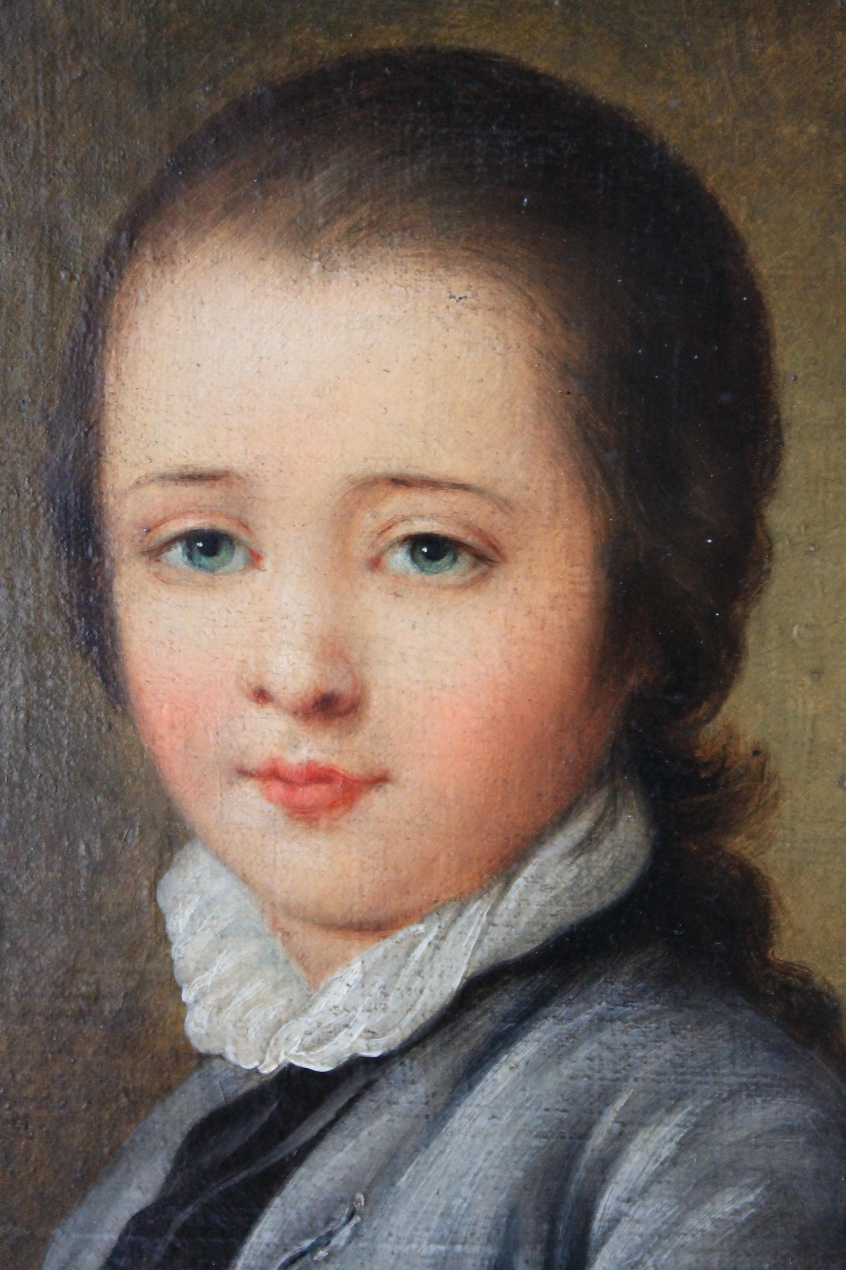 Antique French oil portrait of a young man, late 18th Century male portrait 1
