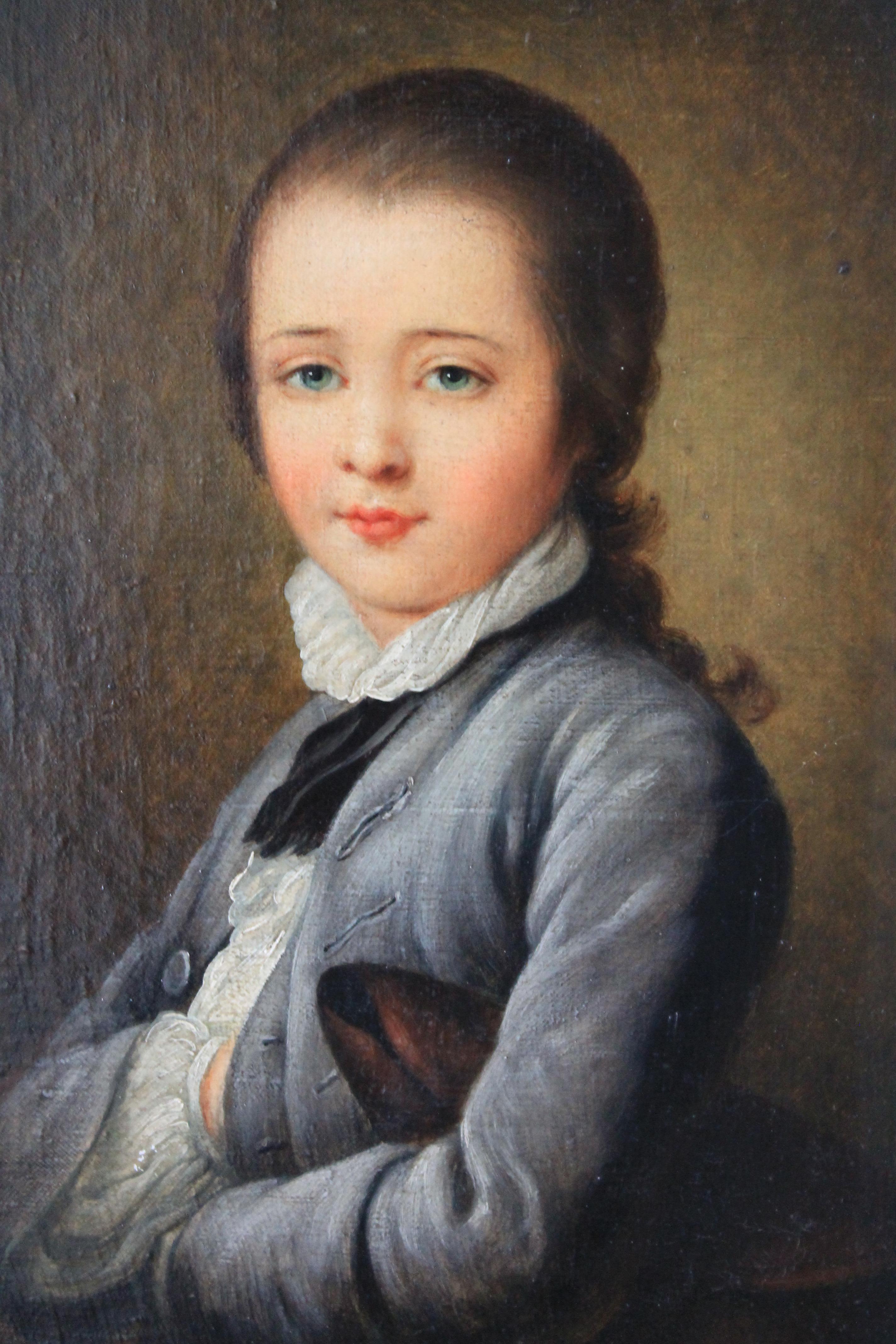 Unknown Portrait Painting - Antique French oil portrait of a young man, late 18th Century male portrait