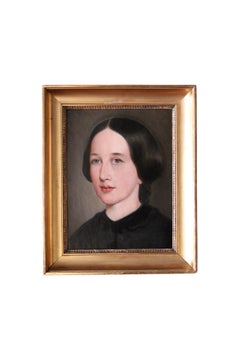 Antique French Portrait 19th Century portrait oil painting of a woman