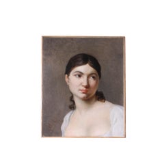 Antique portrait of a woman, French School, portrait siged Remay, Paris