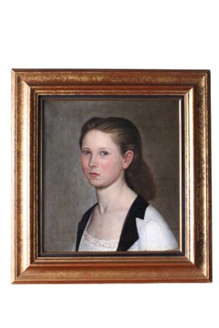 Antique French Portrait oil painting of a woman Art Deco painting woman