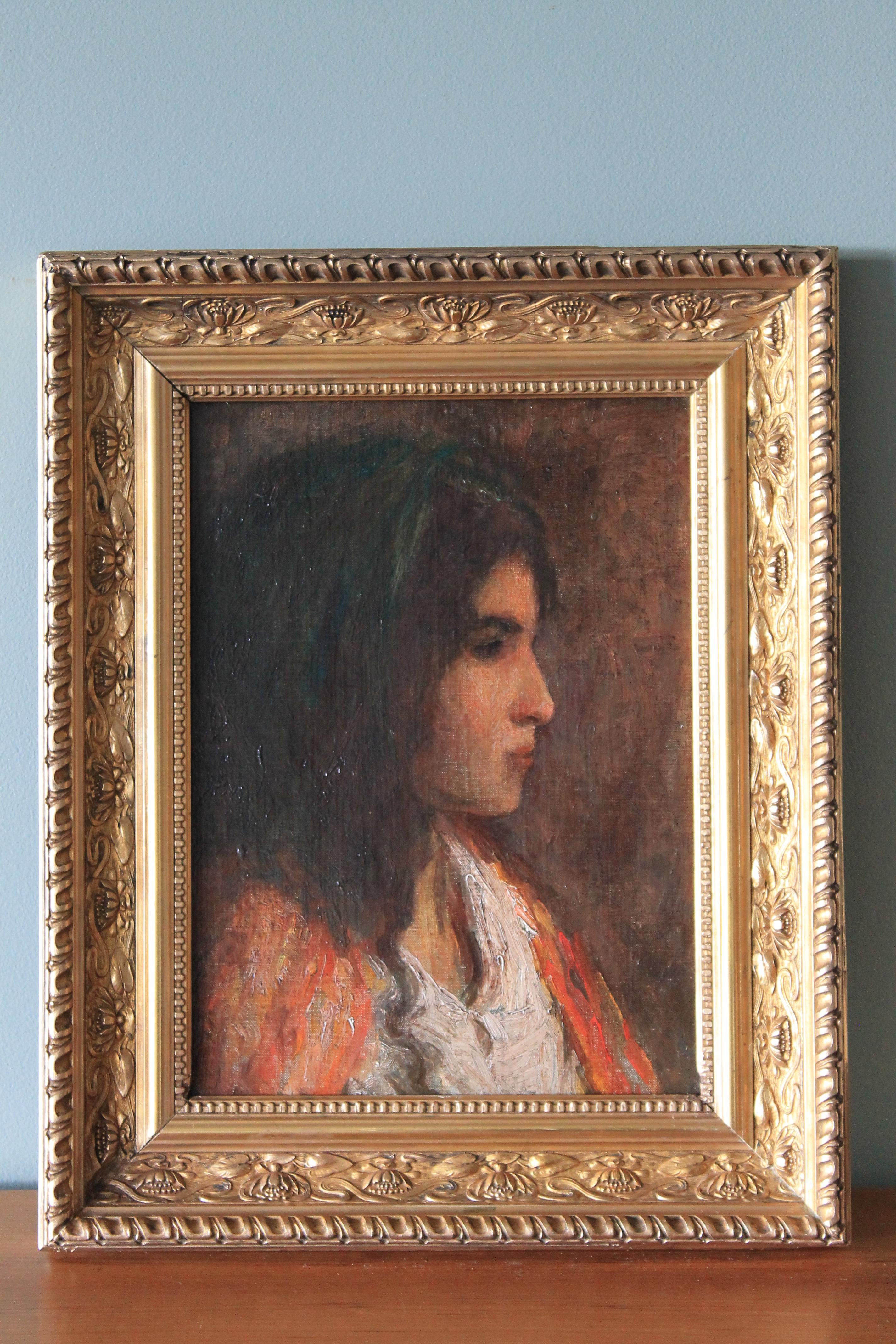 Antique French, ritratto femminile a olio del XIX secolo. - Painting di Unknown
