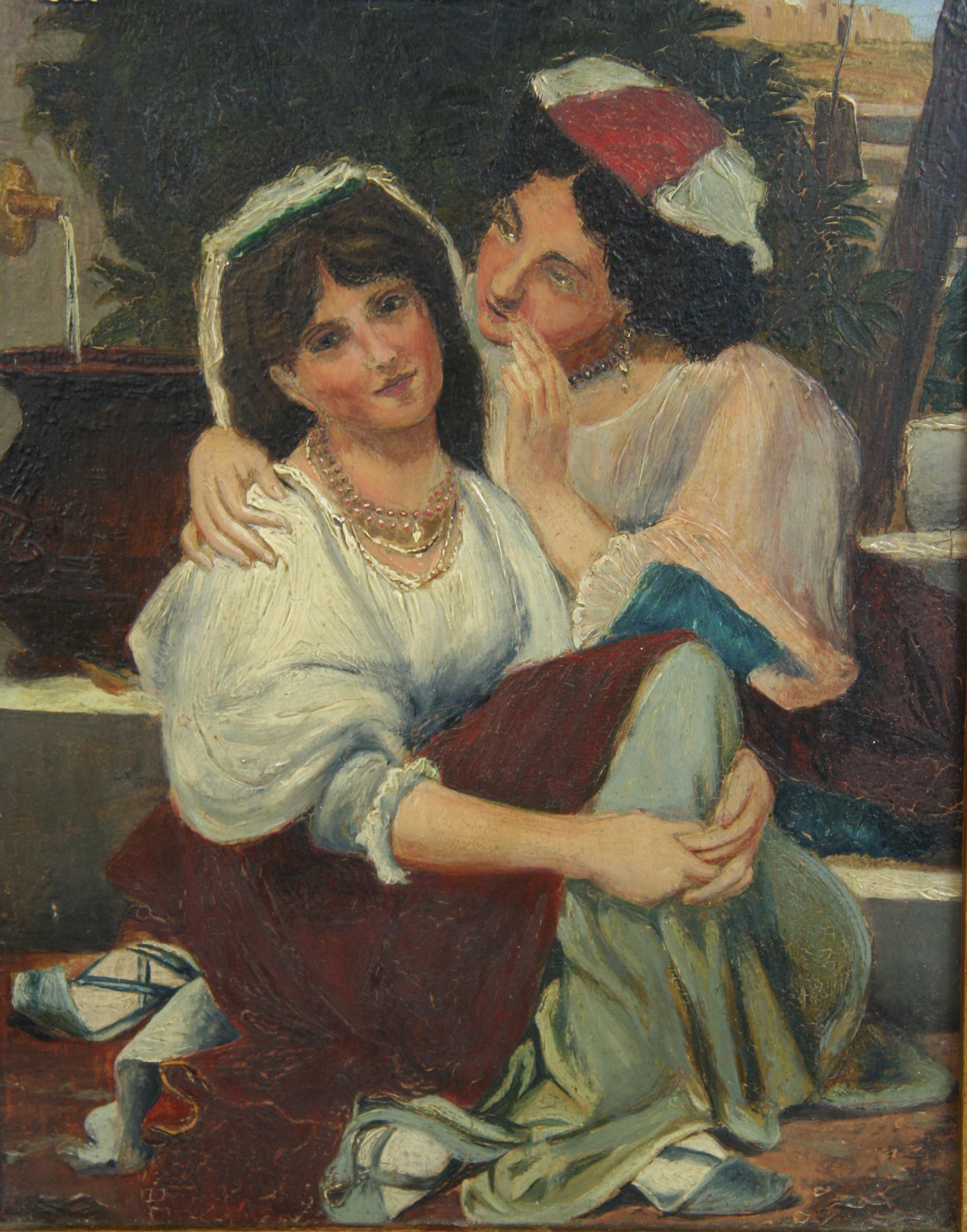 5071 Antique French, dipinto a olio in una cornice dorata e decorata
Dimensioni dell'immagine 10x7,5