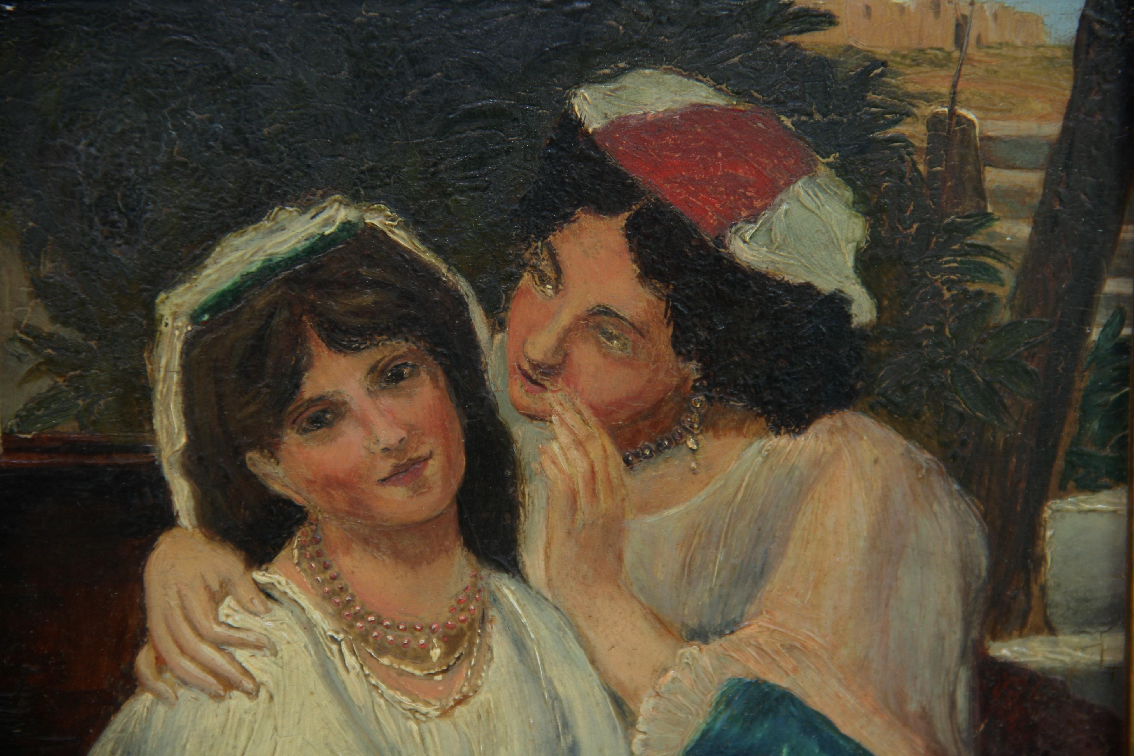 Antique French Women Wispering to Each  Altro in vendita 1