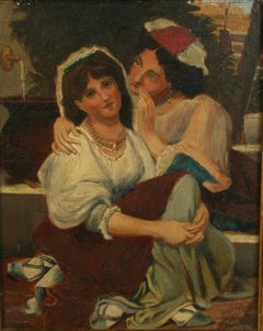 Antique French Women Wispering to Each  Other