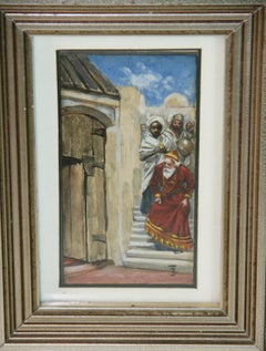 Antique Gouache Painting of The Three Wise Men, Framed, Late 19th C