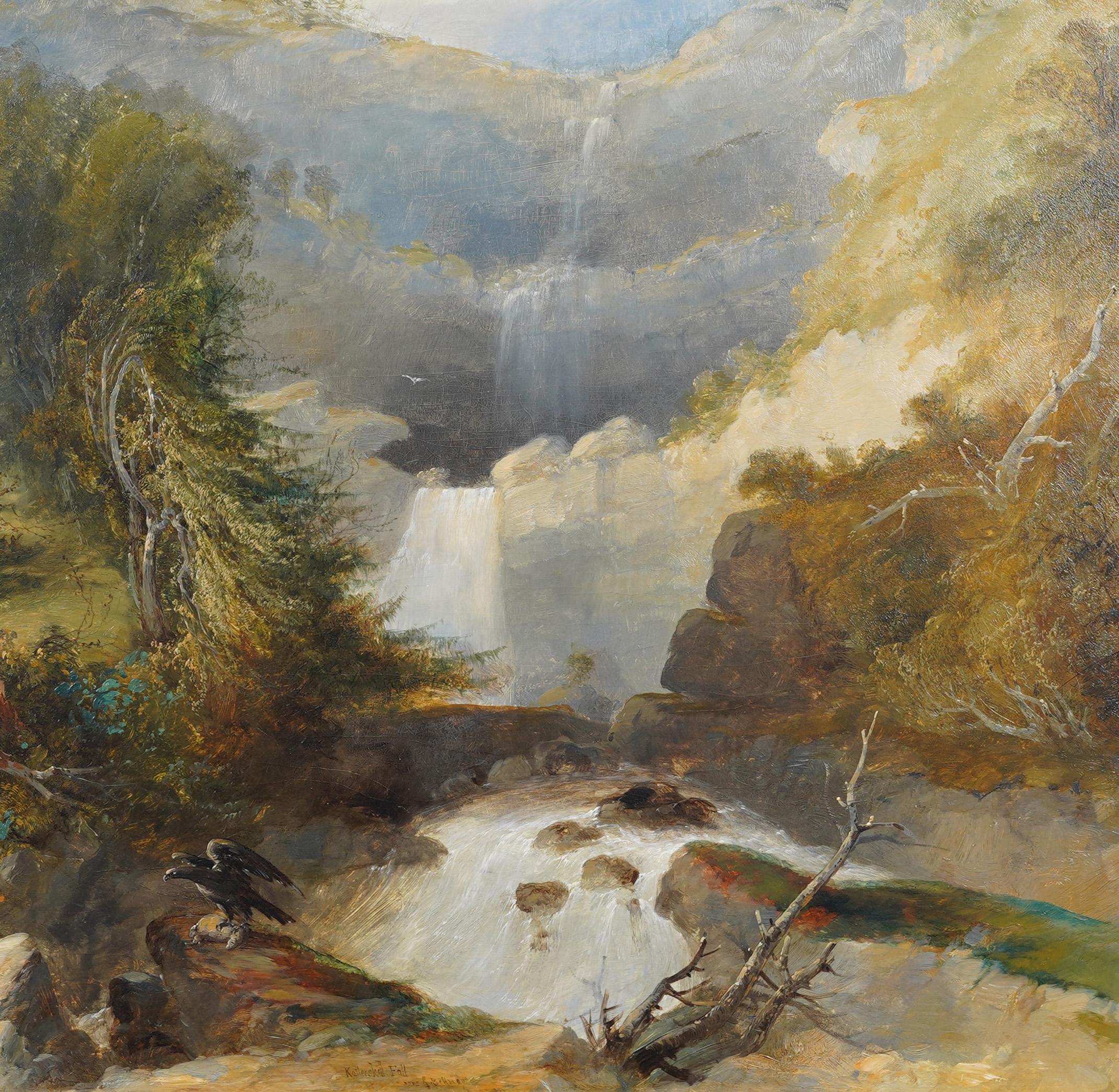 Peinture à l'huile de paysage de l'école de la rivière Hudson du 19e siècle. Huile sur planche.   Encadré.   En excellent état d'origine. Joliment encadrée dans un  moulures en bois.  Excellent état, prêt à être accroché et apprécié. 