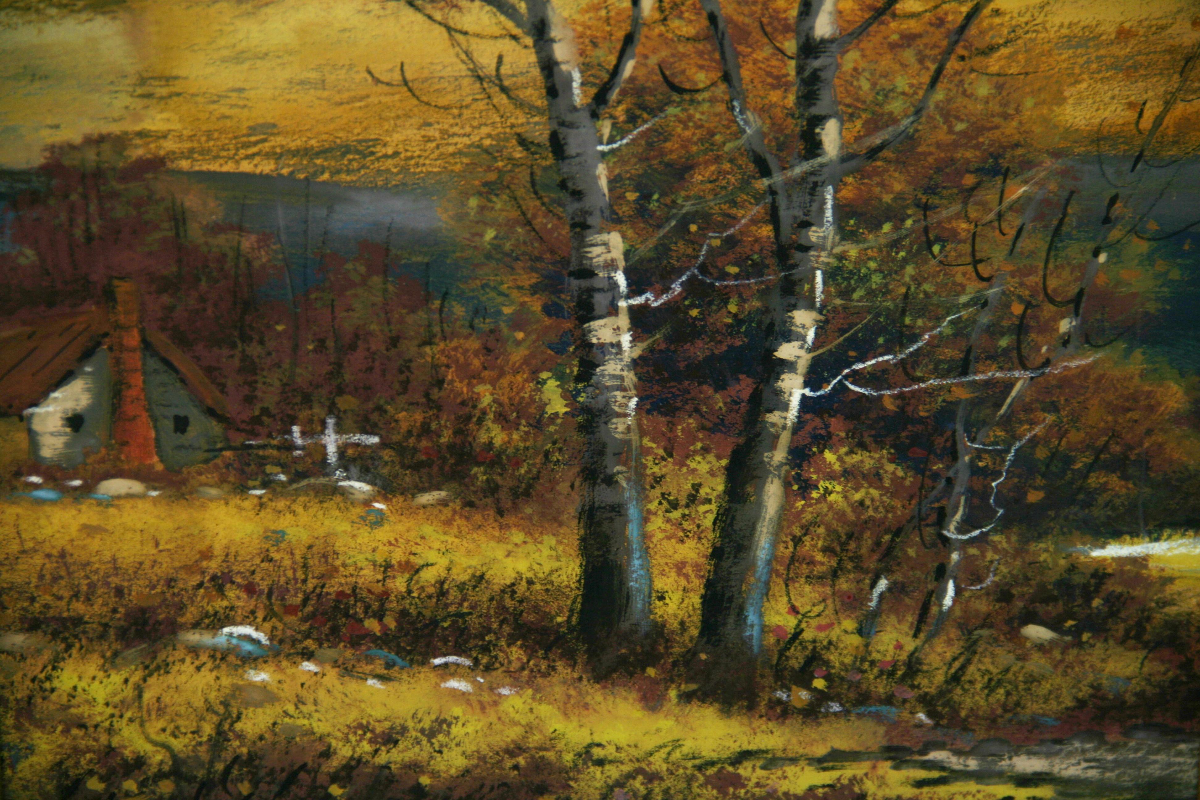 Antico paesaggio autunnale della Scuola del fiume Hudson dipinto a guazzo nel 1910 in vendita 1