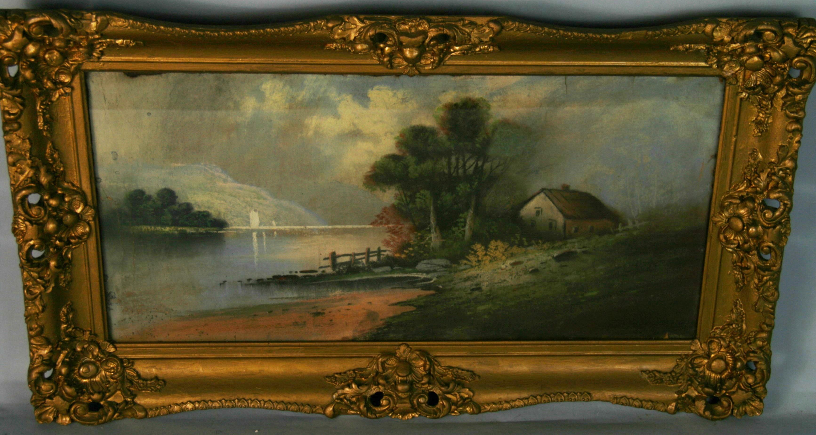 Antike pastellfarbene Landschaft der Hudson River School, 1910 – Painting von Unknown