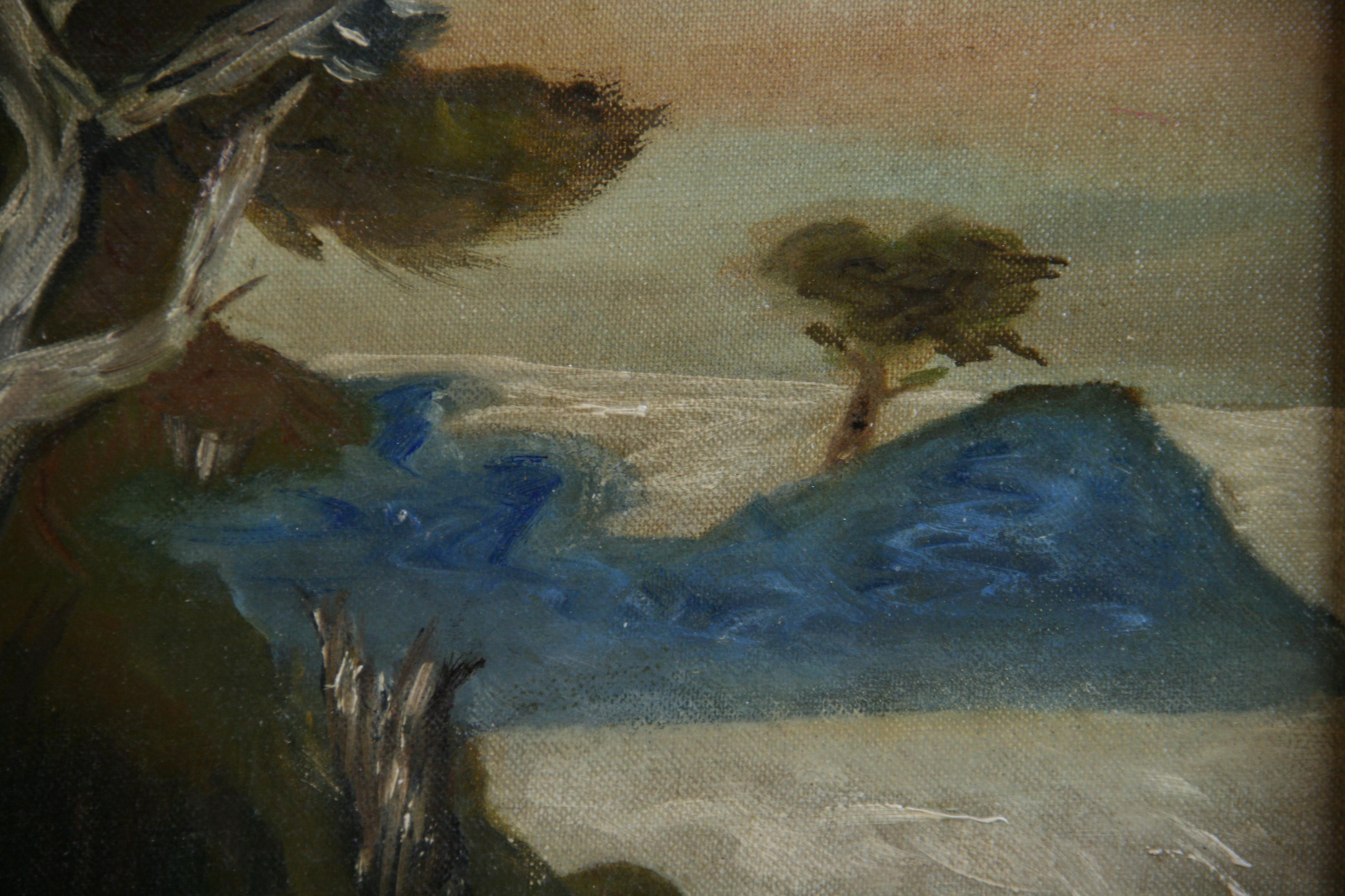 Antique American Impressionist Beach Scene Scene Original Framed Oil Painting For Sale 2