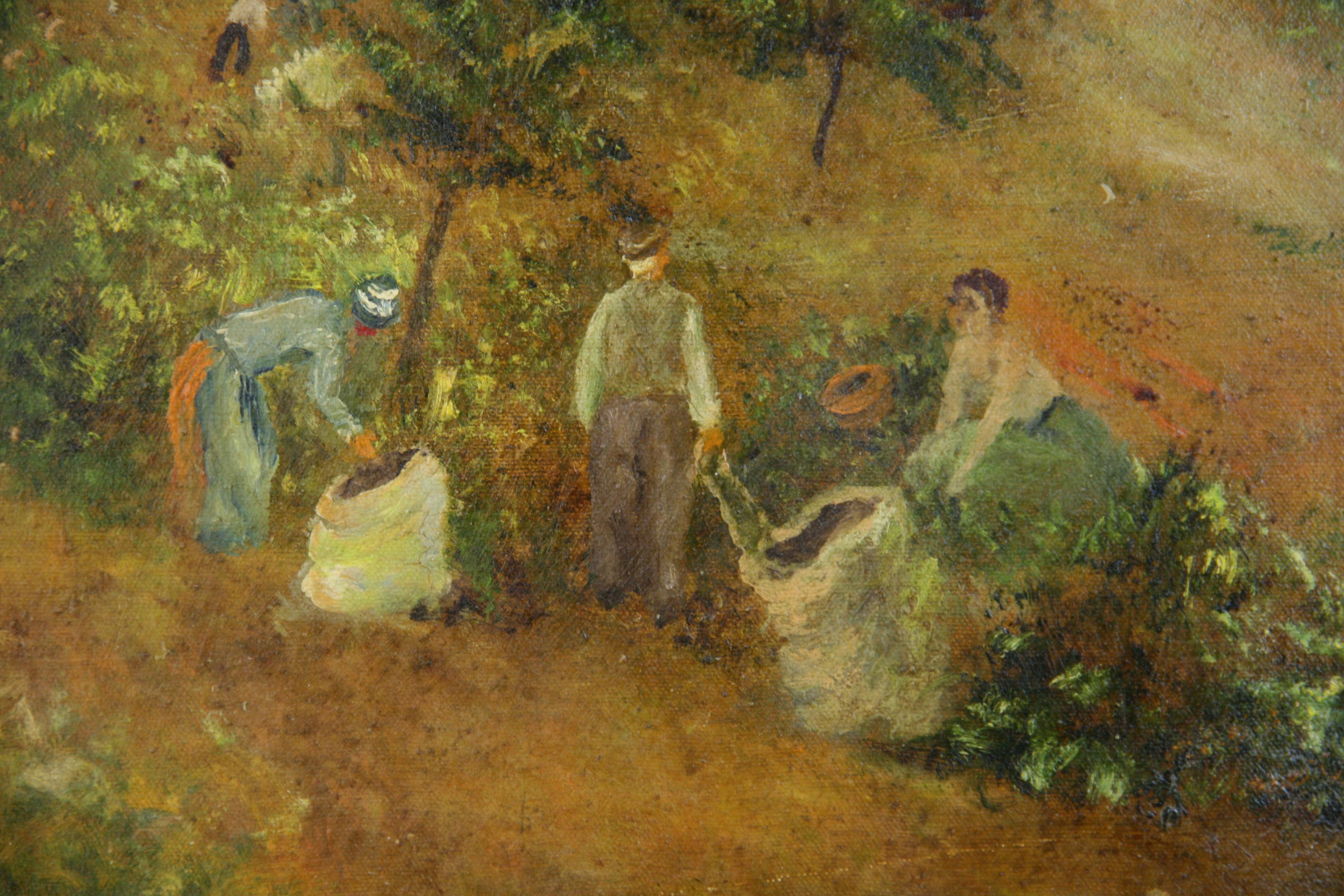 Antique Impressionist Figurative  Landscape by Di Martino 1945 - Painting by Unknown