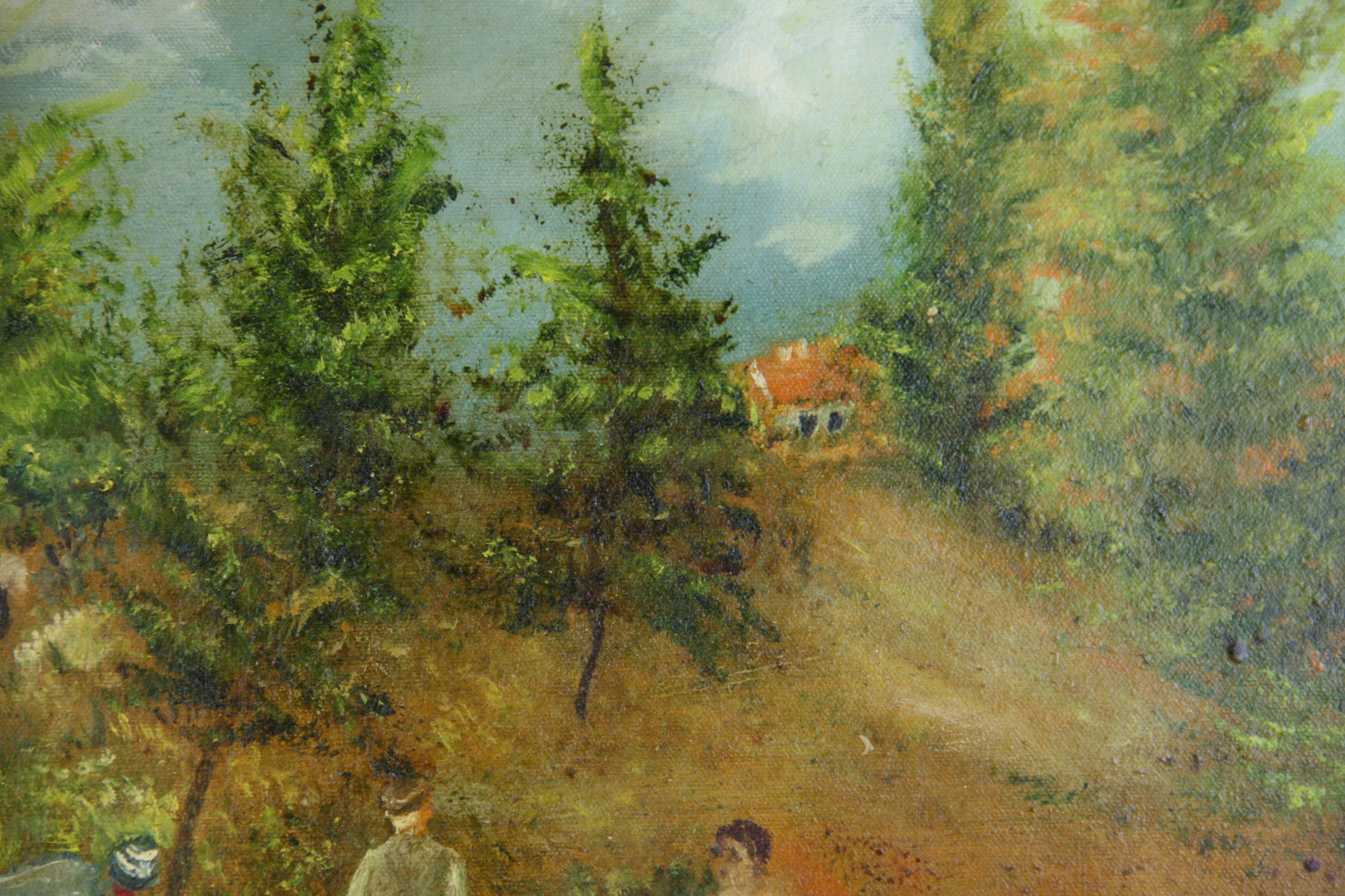 Antique Impressionist Figurative  Landscape by Di Martino 1945 For Sale 2