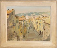 Antique Impressionist Nice France Cityscape Signed Framed Oil Painting