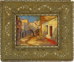 Antique Impressionist Orientalist Cityscape Framed Original Oil Painting
