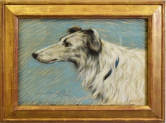 Antique Impressionist Portrait Painting of a Hound Dog
