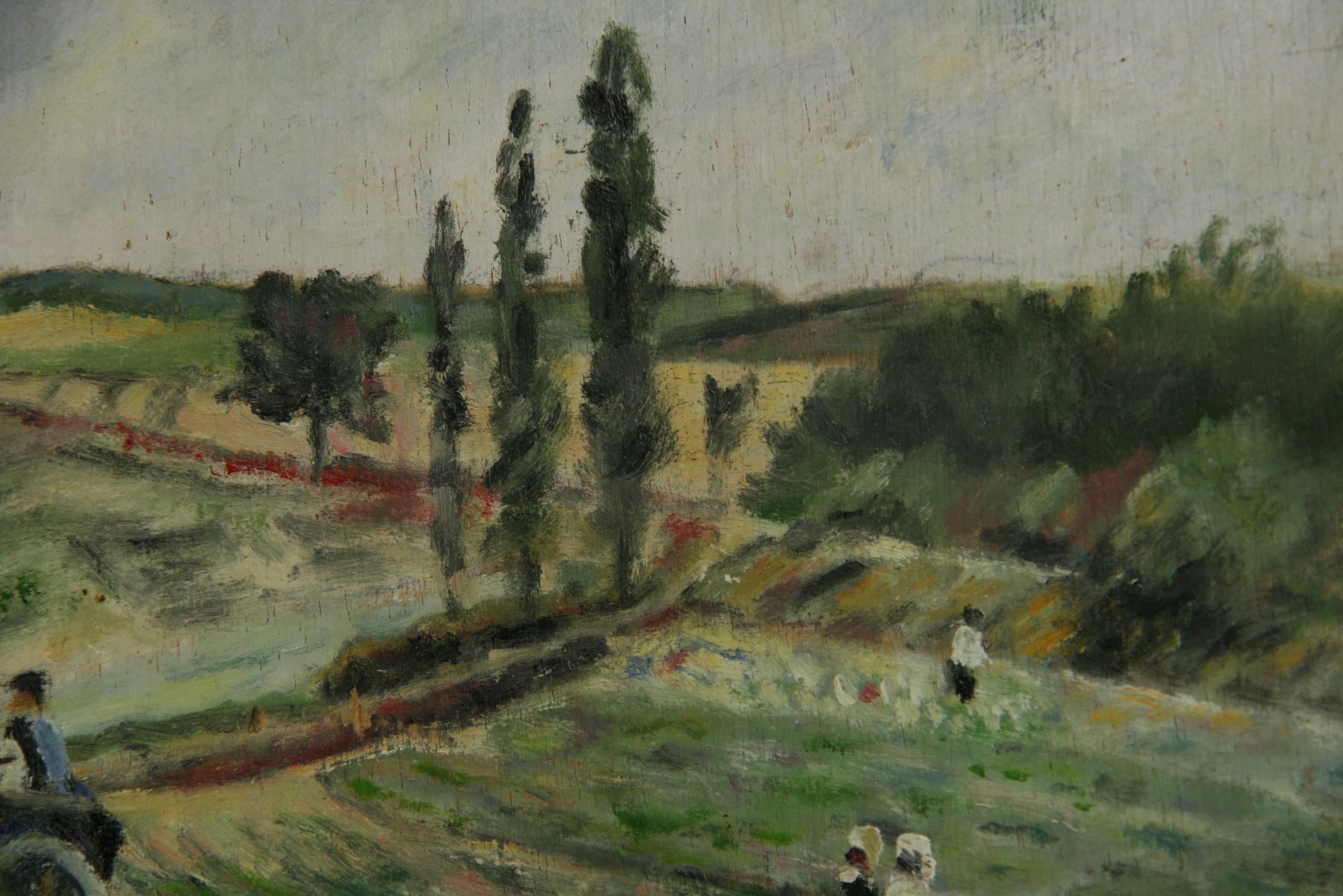Antikes impressionistisches Ölgemälde, Provence, Frankreich, Landlandschaft, Ölgemälde, Circa 1920er Jahre im Angebot 2