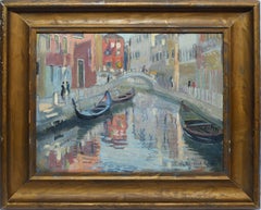 Antique Impressionist View of Venice Italy, Oil Painting by William Bernard Reid