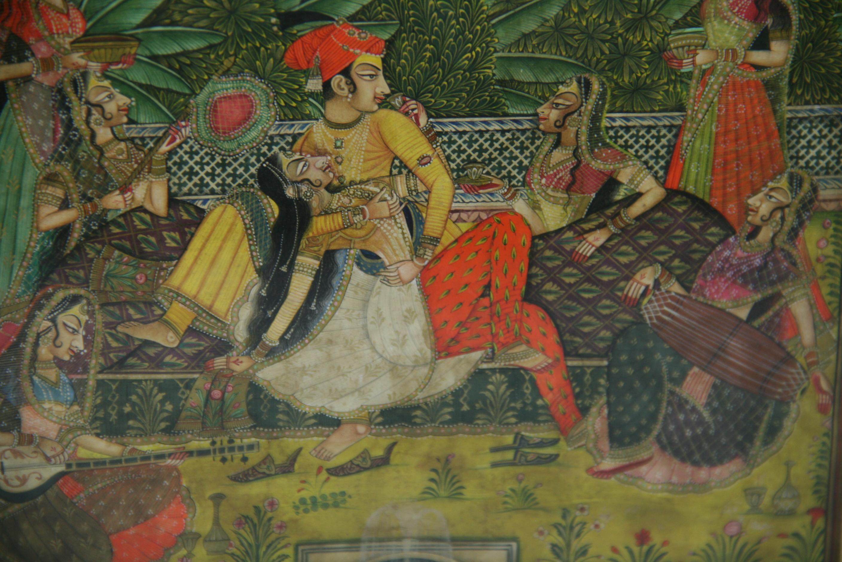 3935 Antique gouache Indian painting on paper
Image size 9x6
