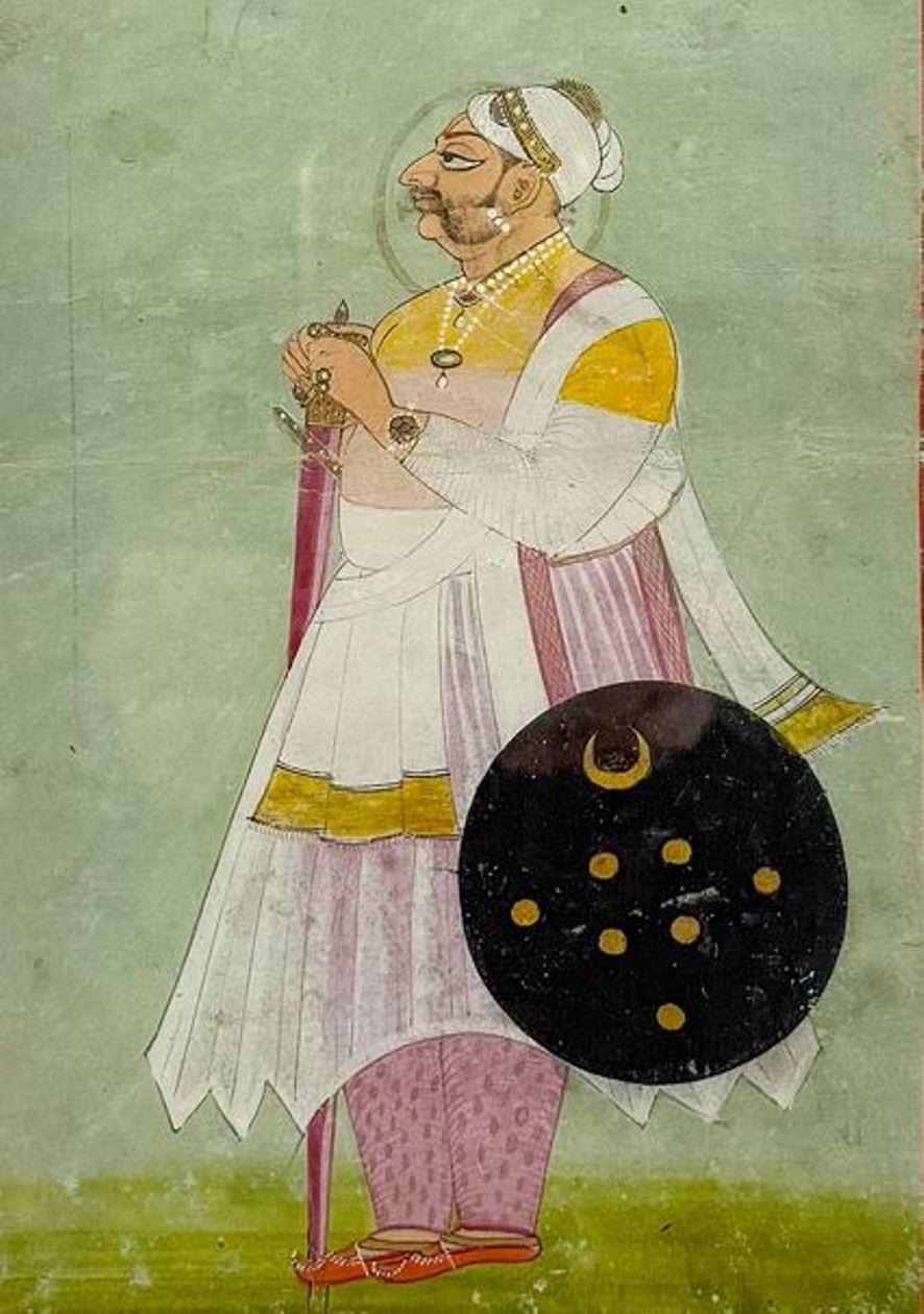 Antique Indian Mughal  portrait of a Prince (Sonstige Kunststile), Painting, von Unknown