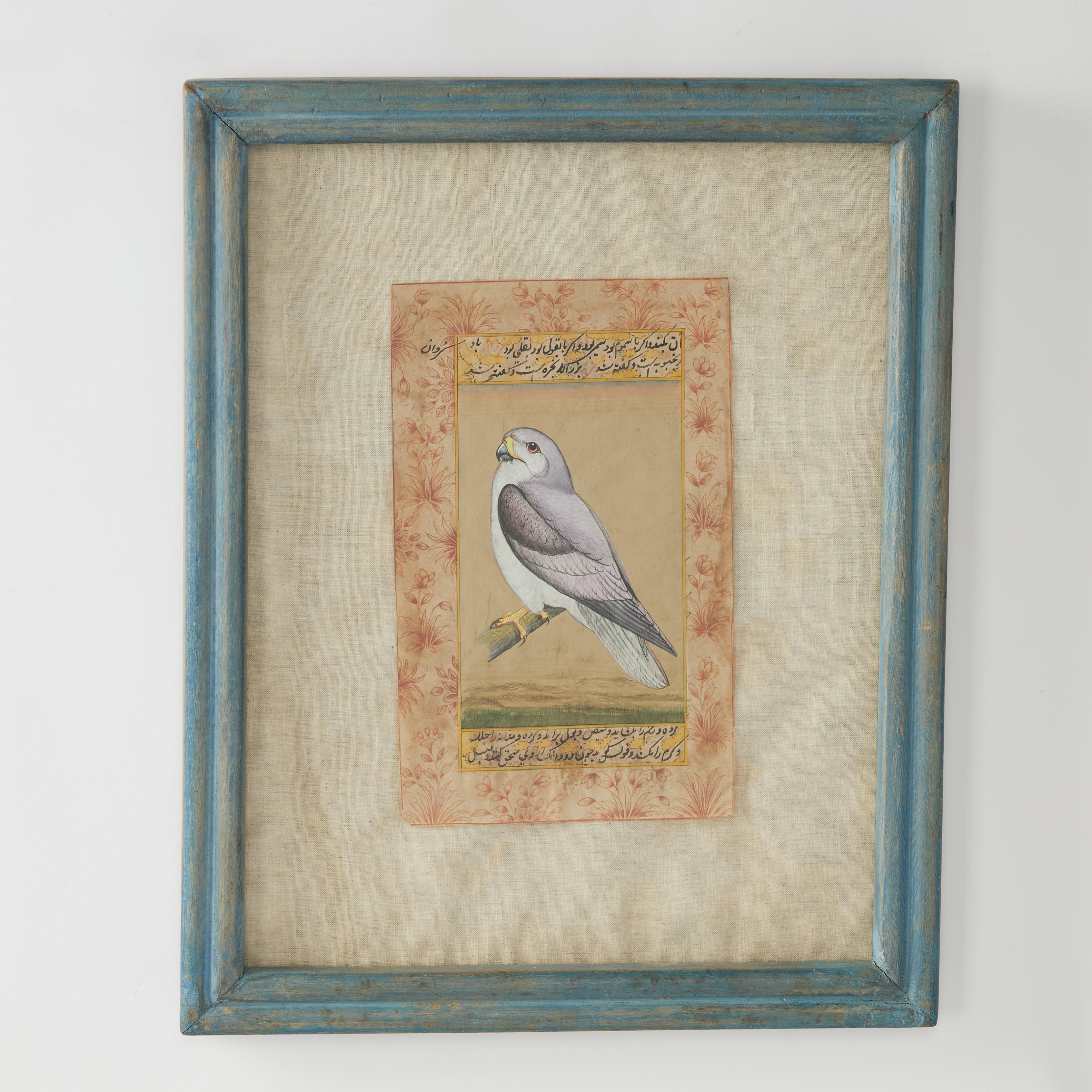 Animal Painting Unknown - Peinture ancienne indo-persane à la gouache représentant un oiseau