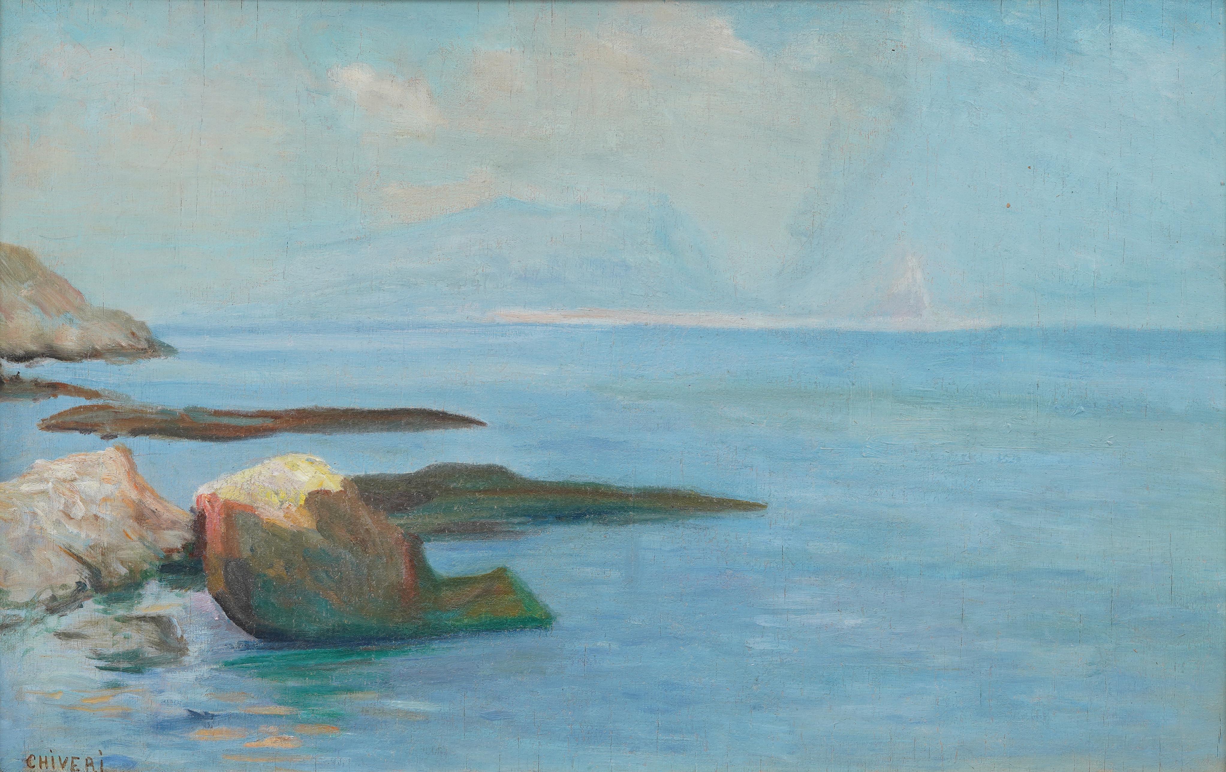 Nicely painted Italian seascape painting.  Oil on board.  Nicely framed.  Signed.  