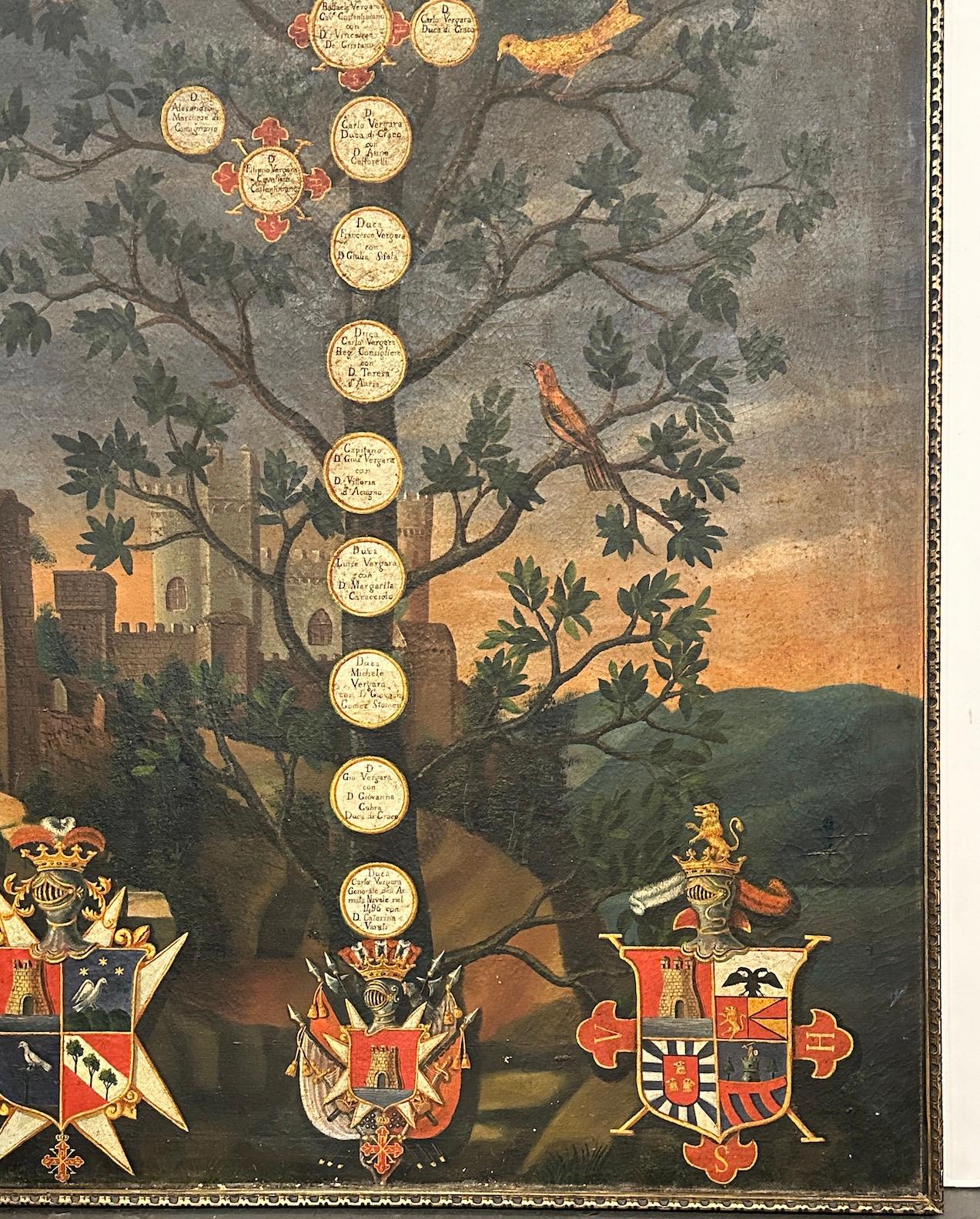 Antiguo árbol genealógico italiano Óleo sobre lienzo - Painting de Unknown
