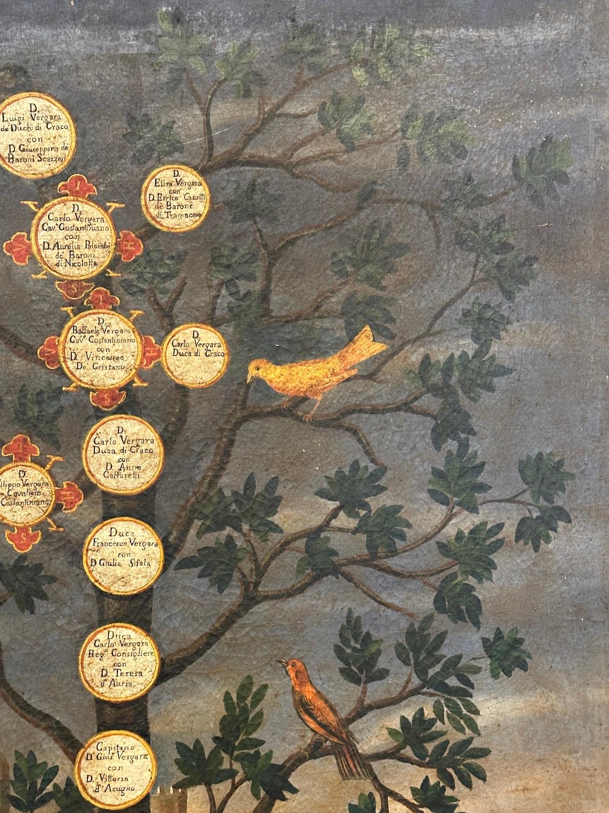 Antiguo árbol genealógico italiano Óleo sobre lienzo en venta 1