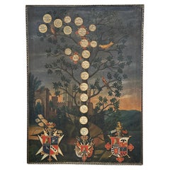 Antique Italian Family Tree Oil on Canvas