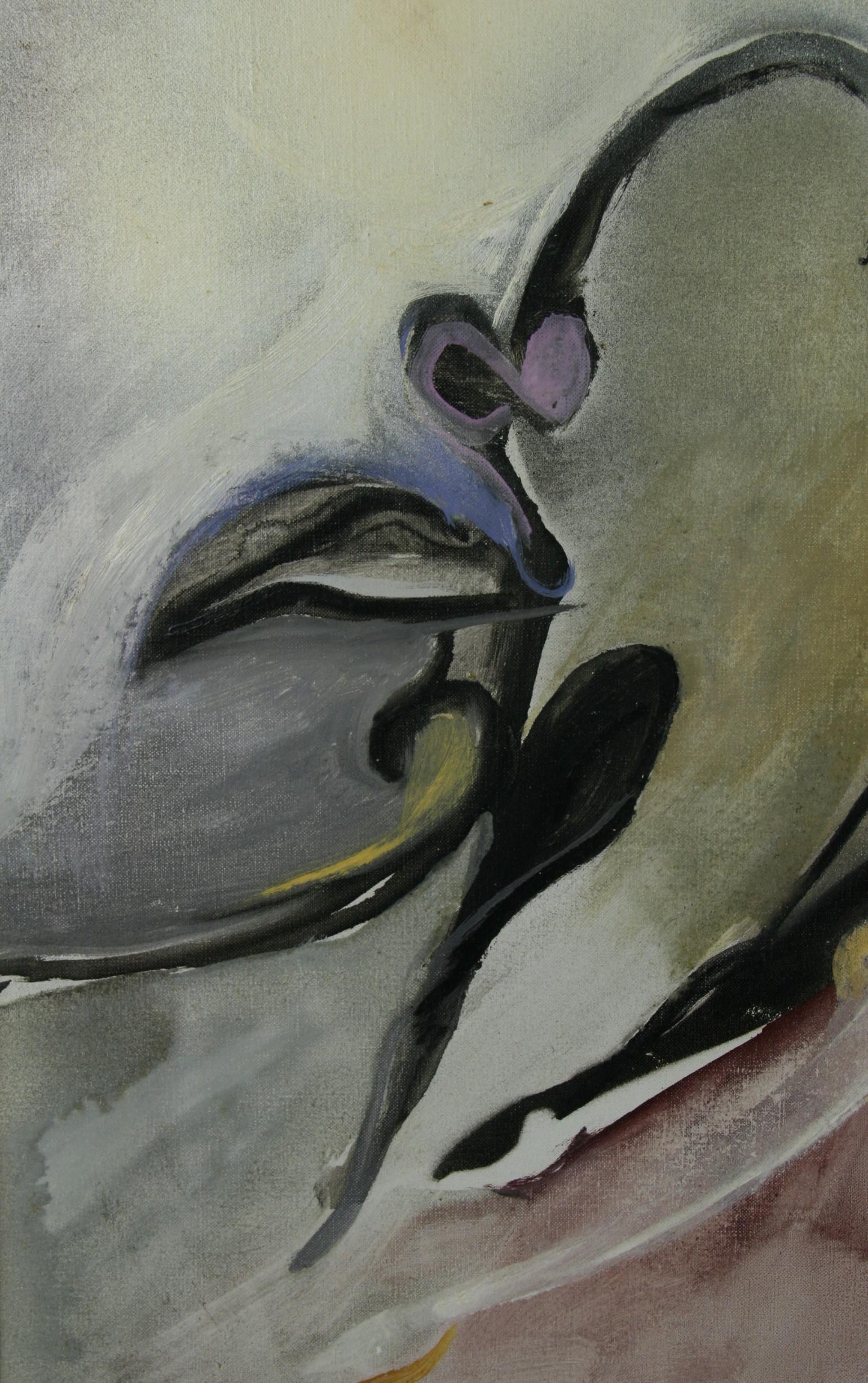 Antico italiano  Futurista  In bianco e nero  Danzatrici Pittura ad olio  da A. Simon 1960 - Figurative Painting Grigio di Unknown