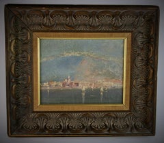 Antikes italienisches impressionistisches Ölgemälde, Coastline-Landschaft, Öl  CIRCA 1940er Jahre