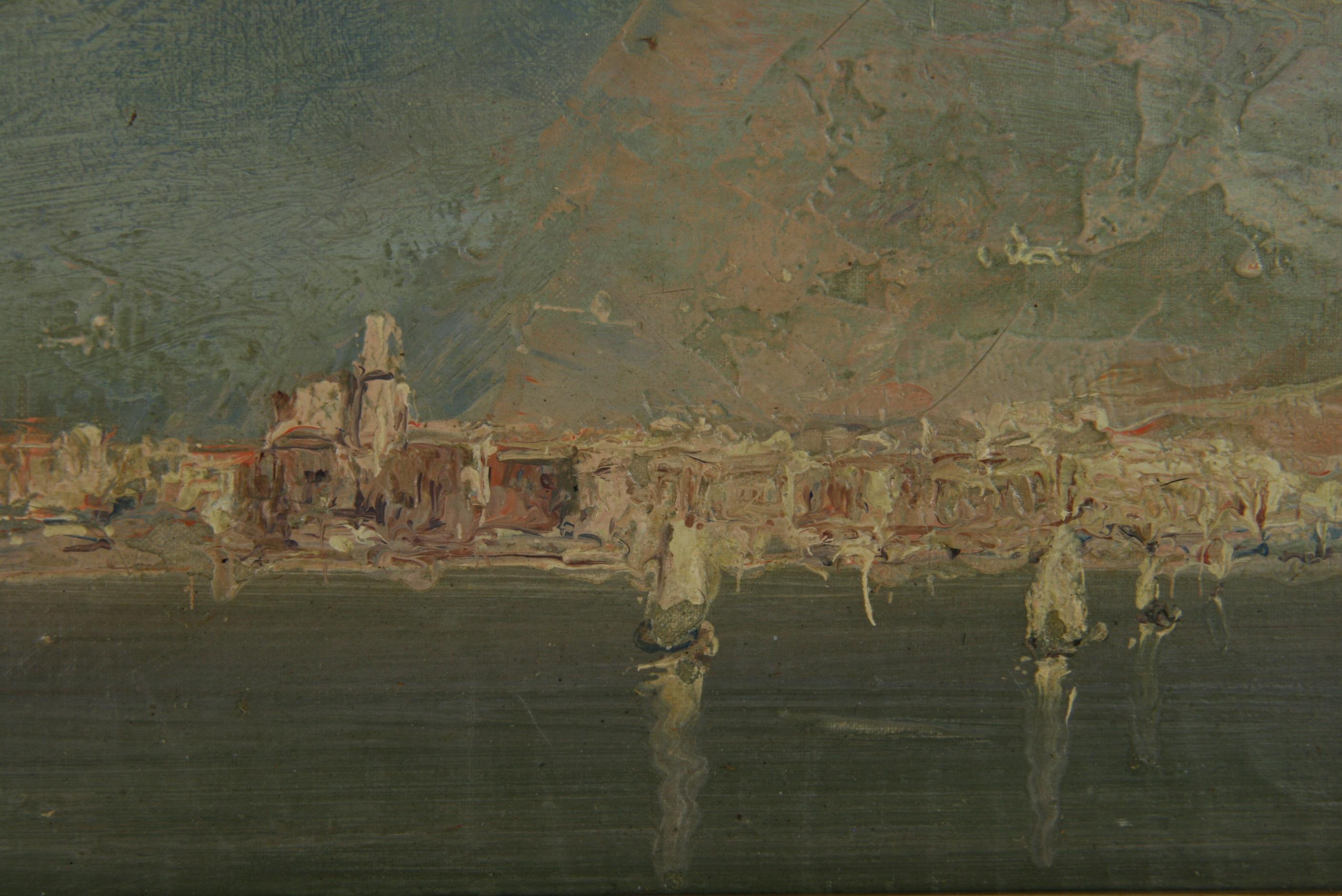 Antique Italian Impressionist Amalfi Coastline  Oil Painting  Circa 1940's For Sale 1