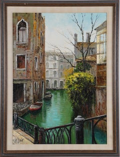 Antique Italian Impressionist Venice Cityscape Signed Original Oil Painting