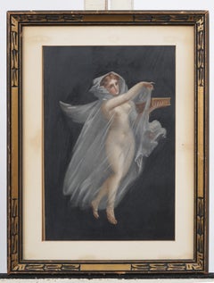 Antike italienische Nackte Frau/Najade Pompejianische Fresko-Stil gerahmte Malerei