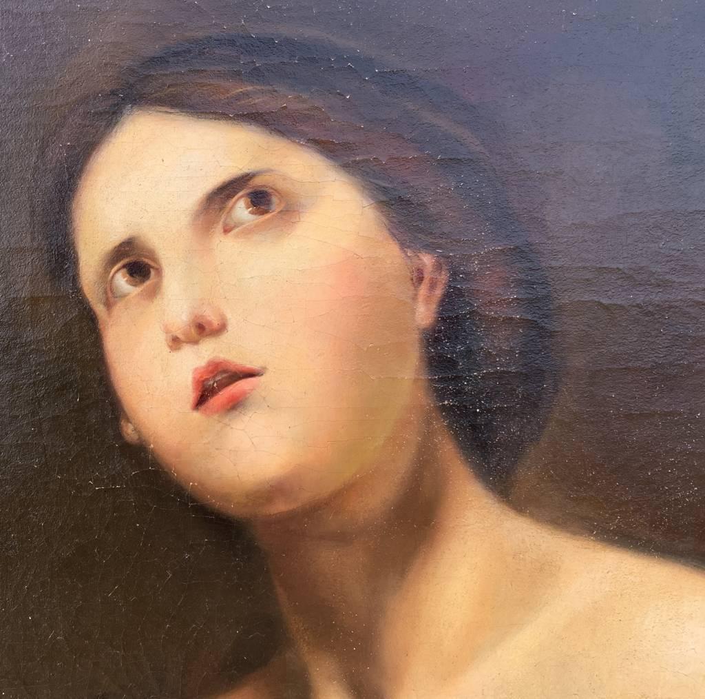 Peintre italien ancien - Peinture de personnages du 18e-19e siècle - Huile sur toile - Marron Portrait Painting par Unknown