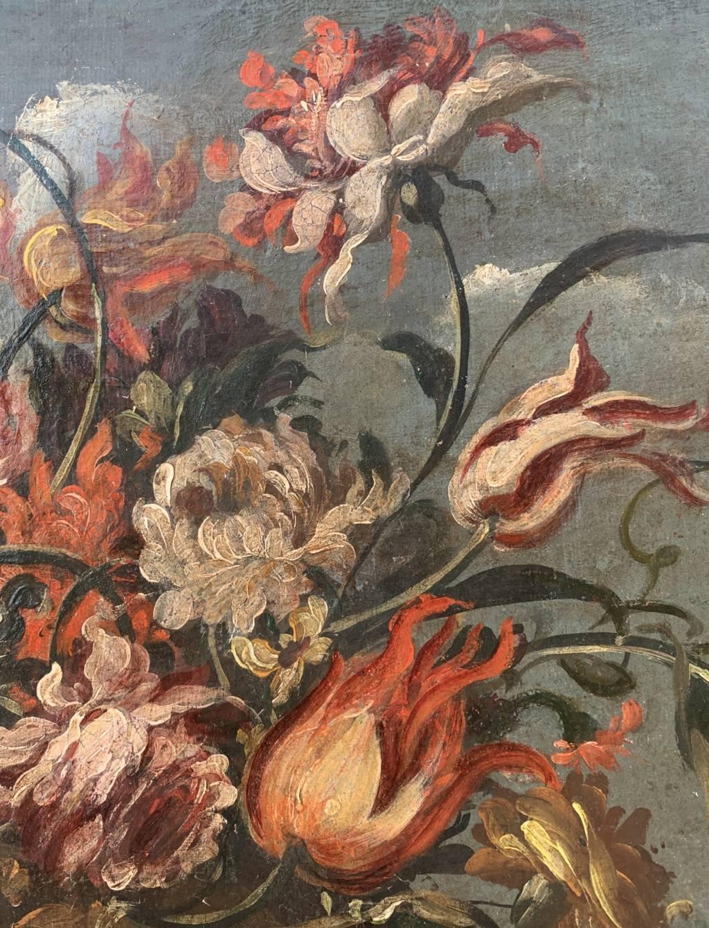 Antique Italian painter - 18th/19th century Still life painting - Flowers - Old Masters Painting by Unknown