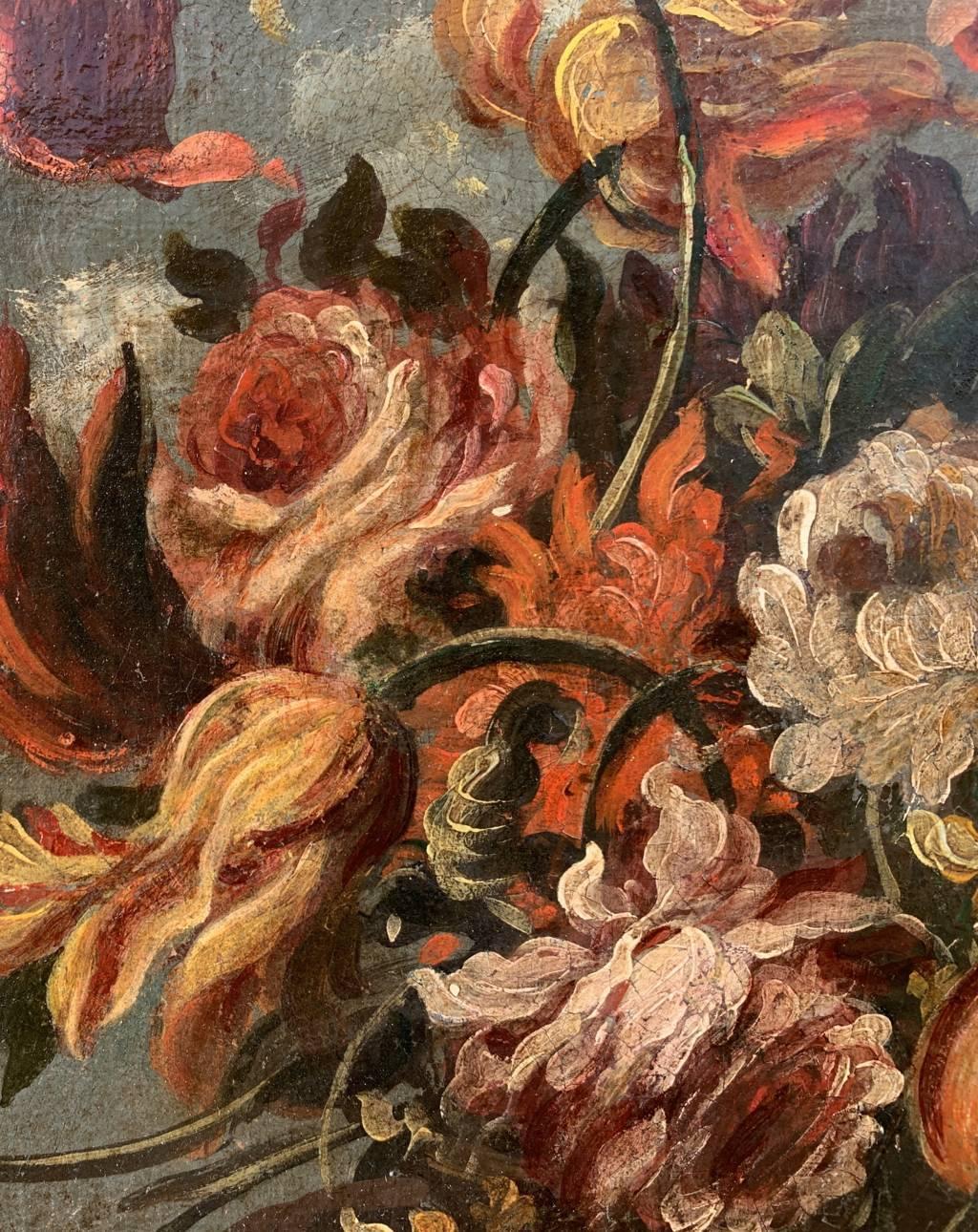 Antique Italian painter - 18th/19th century Still life painting - Flowers 3