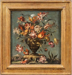 Antique Italian painter - 18th/19th century Still life painting - Flowers 