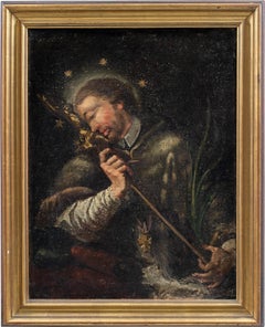 Pintor italiano antiguo -  Pintura de figuras del siglo XVIII - San Juan Nepomuceno