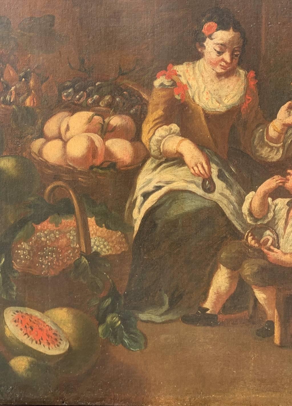 Pintor italiano (siglo XVIII) - La fruttarola.

70,5 x 58,5 cm sin marco, 88,5 x 75,5 cm con marco.

Antigua pintura al óleo sobre lienzo, en un marco de madera tallada.

Informe de estado: Lona forrada. Buen estado de conservación de la superficie